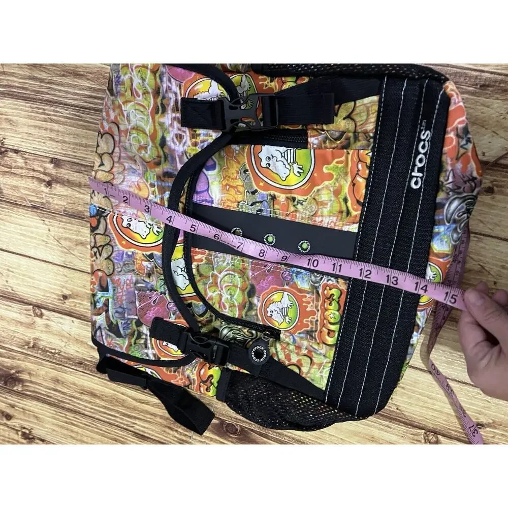 Crocs Graffiti Dinosaur Messenger Bag Adult Lime Green Interior